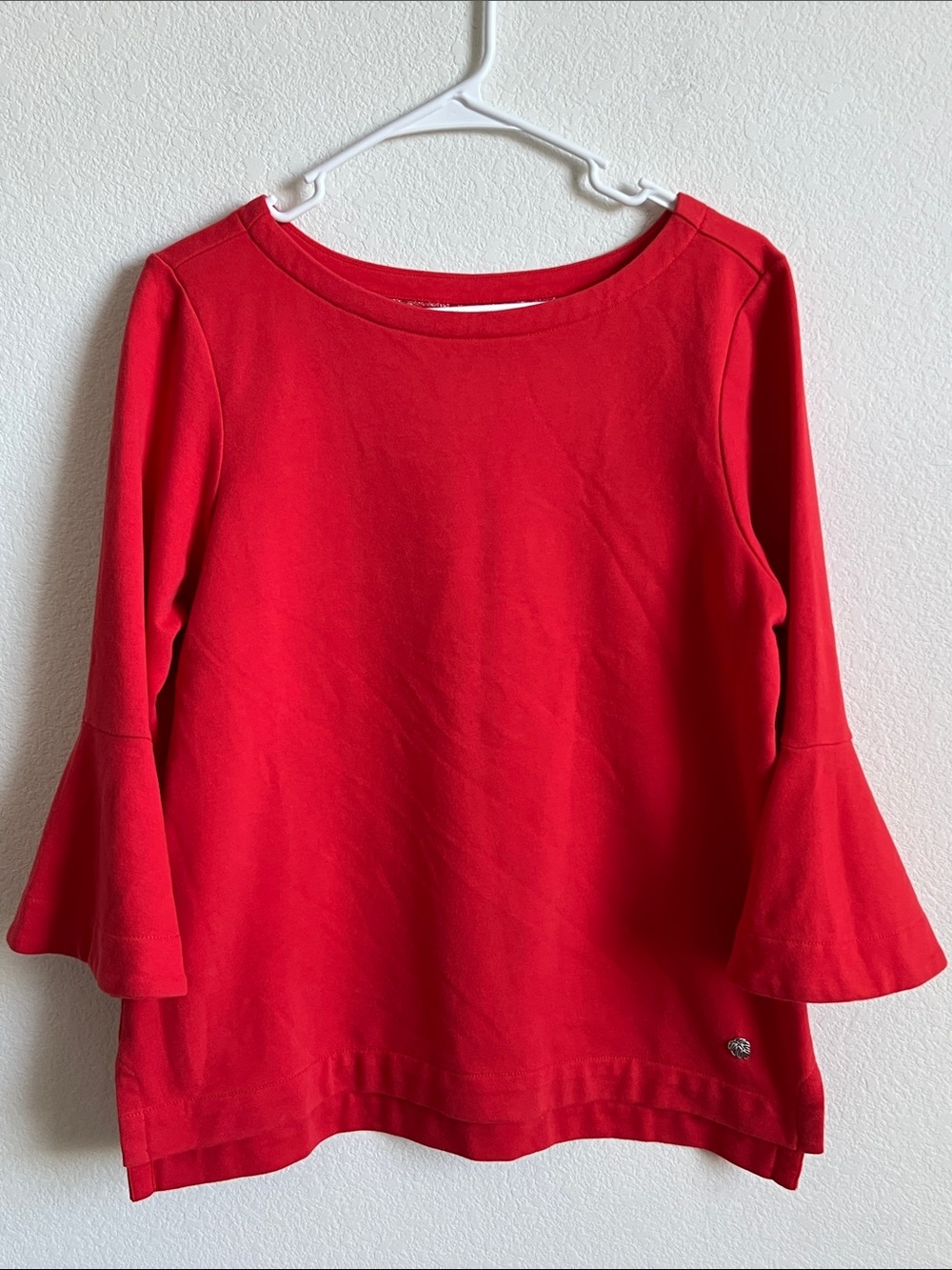 Tommy Bahama Coral Red Bell Sleeve Relaxed fit French terry Size Small top